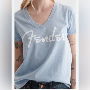 Fender Women's Sky Blue V-Neck Tee